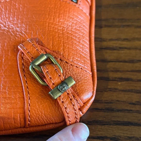 Elliott Lucca Women's Orange Vegan Leather Crossbody Purse - Picture 5 of 12